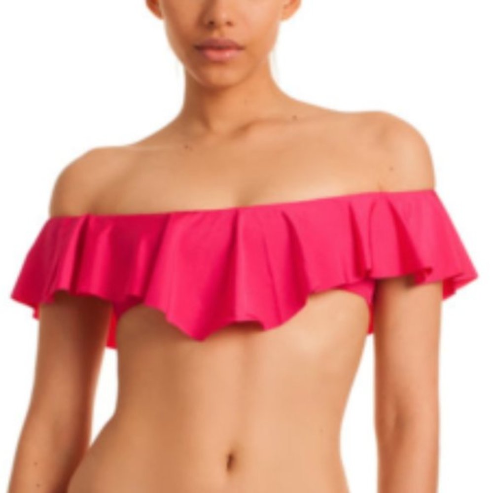 Trina Turk‎ Indo Solids Off-The-Shoulder Bandeau Bikini Top Poppy 6